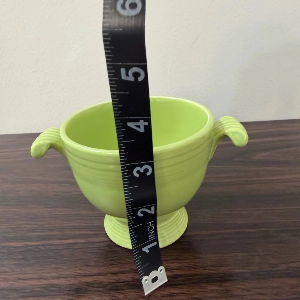 Vintage Fiesta Chartreuse Pedestal Compote Bowl w/ Handles HLC USA